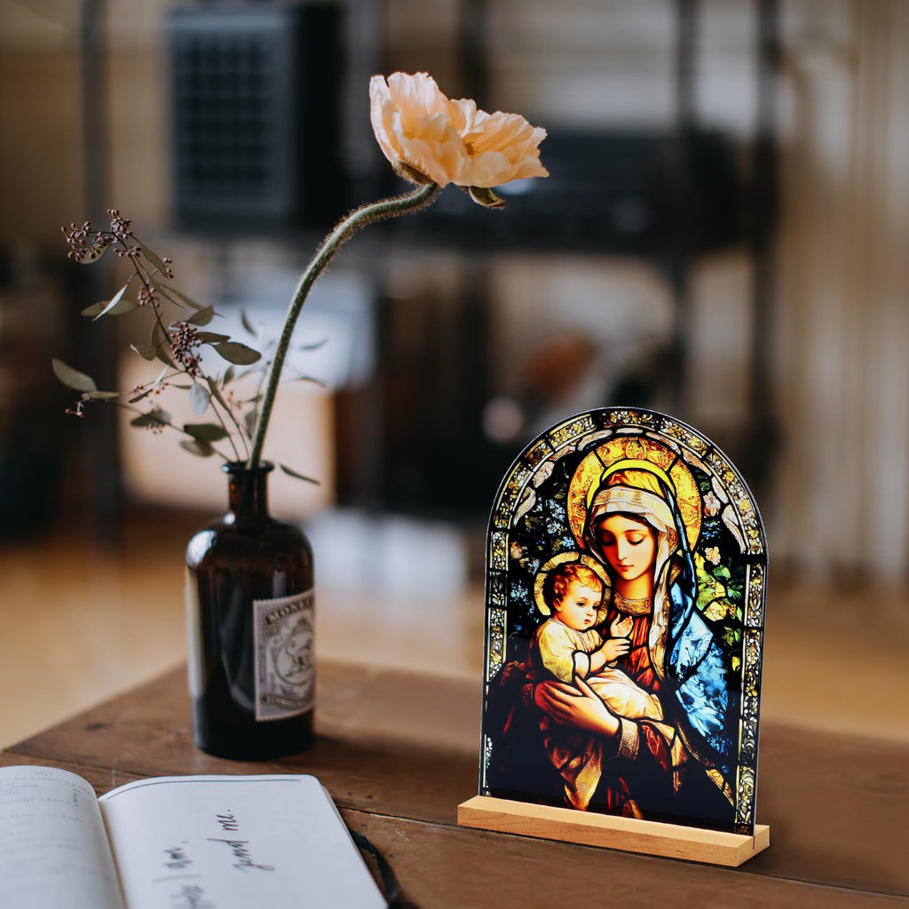 Icône Vierge Marie Christ Jésus Catholique Décoration de Table Acrylique Debout Maison Autel Cadeaux Chrétiens