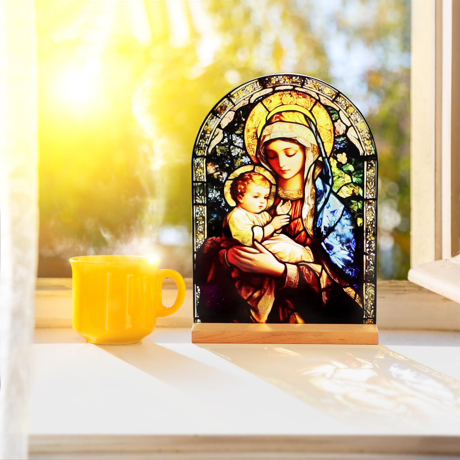 Icône Vierge Marie Christ Jésus Catholique Décoration de Table Acrylique Debout Maison Autel Cadeaux Chrétiens