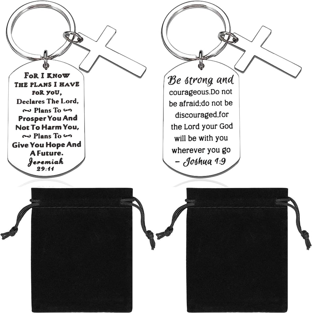 Lot de 2 Porte-clés Chrétiens – Versets Bibliques