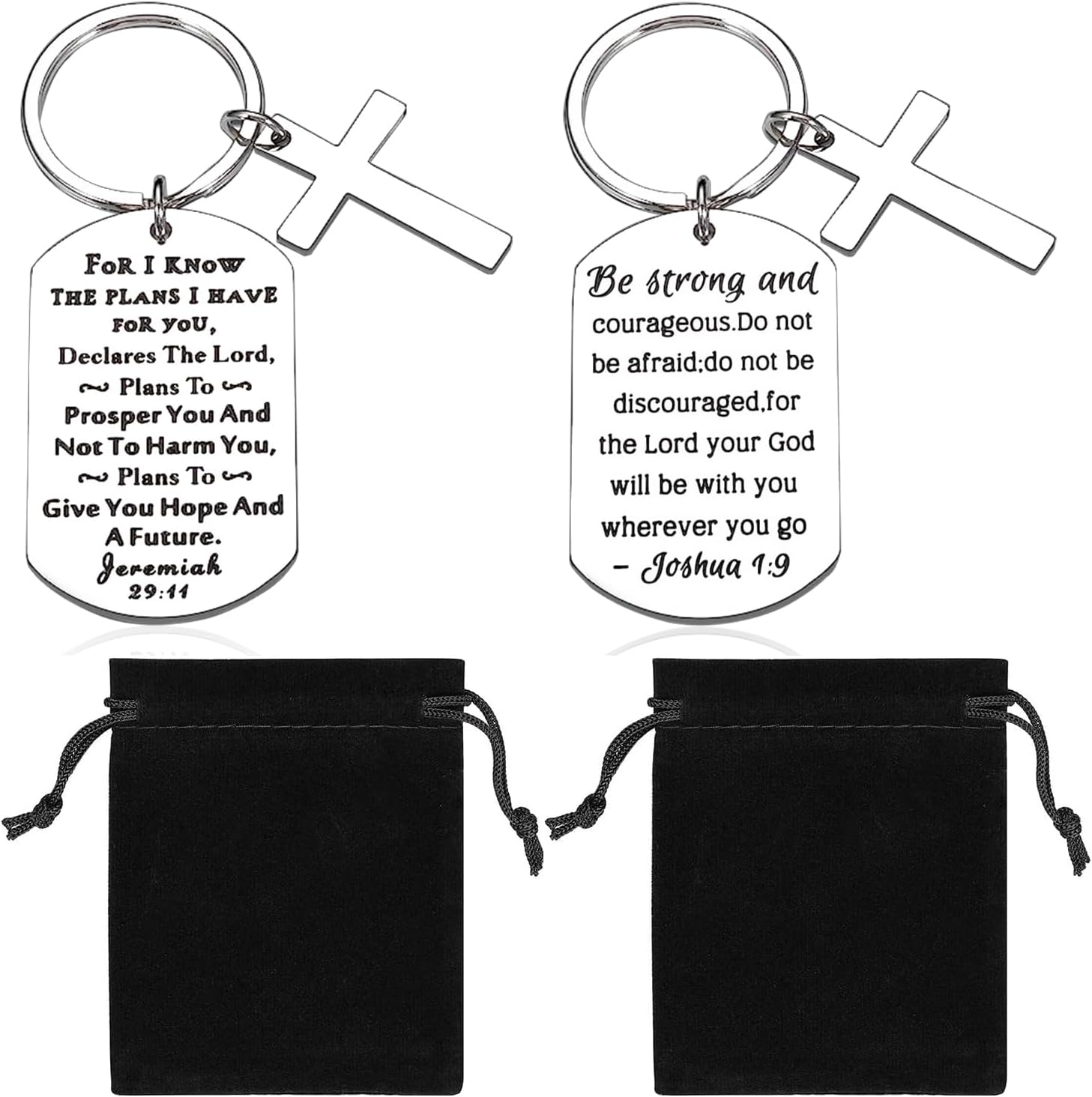 Lot de 2 Porte-clés Chrétiens – Versets Bibliques