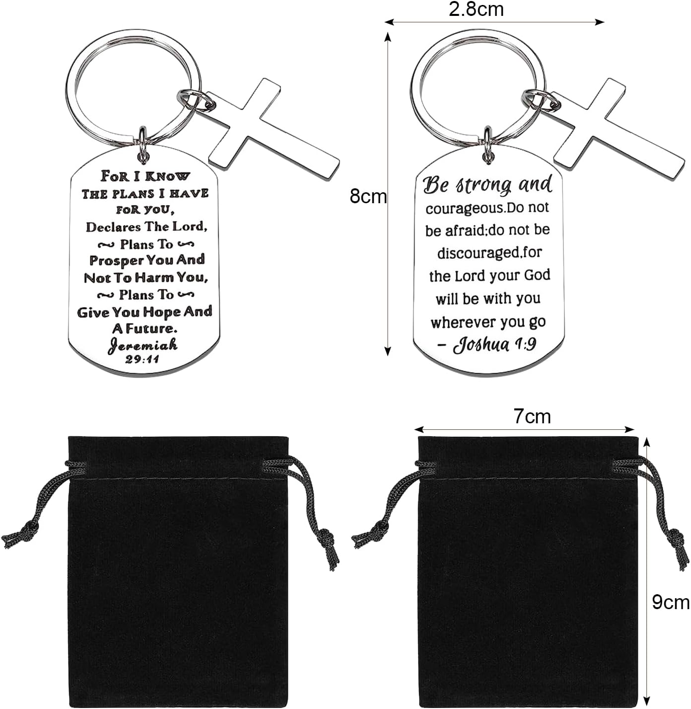 Lot de 2 Porte-clés Chrétiens – Versets Bibliques