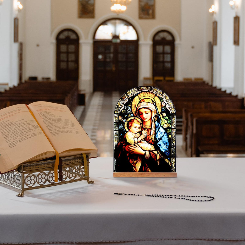 Icône Vierge Marie Christ Jésus Catholique Décoration de Table Acrylique Debout Maison Autel Cadeaux Chrétiens