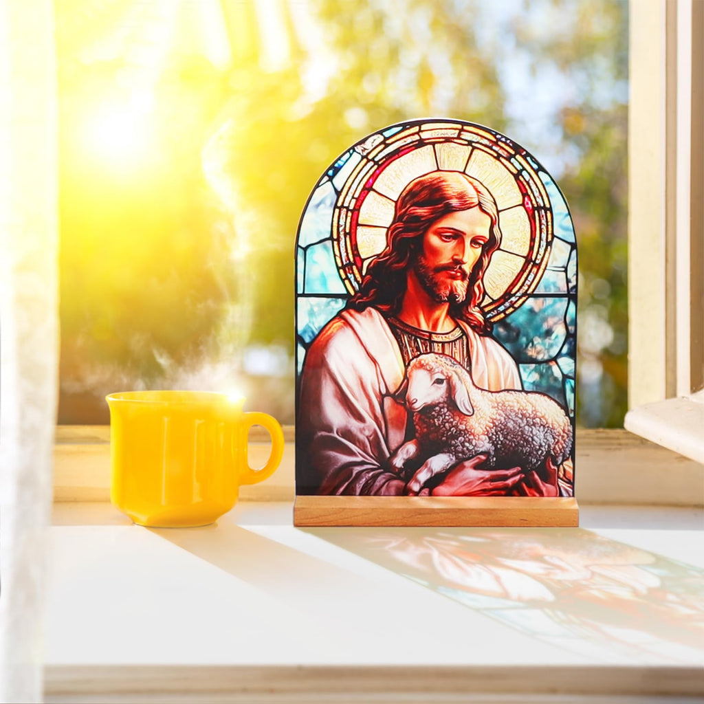 Icône Vierge Marie Christ Jésus Catholique Décoration de Table Acrylique Debout Maison Autel Cadeaux Chrétiens