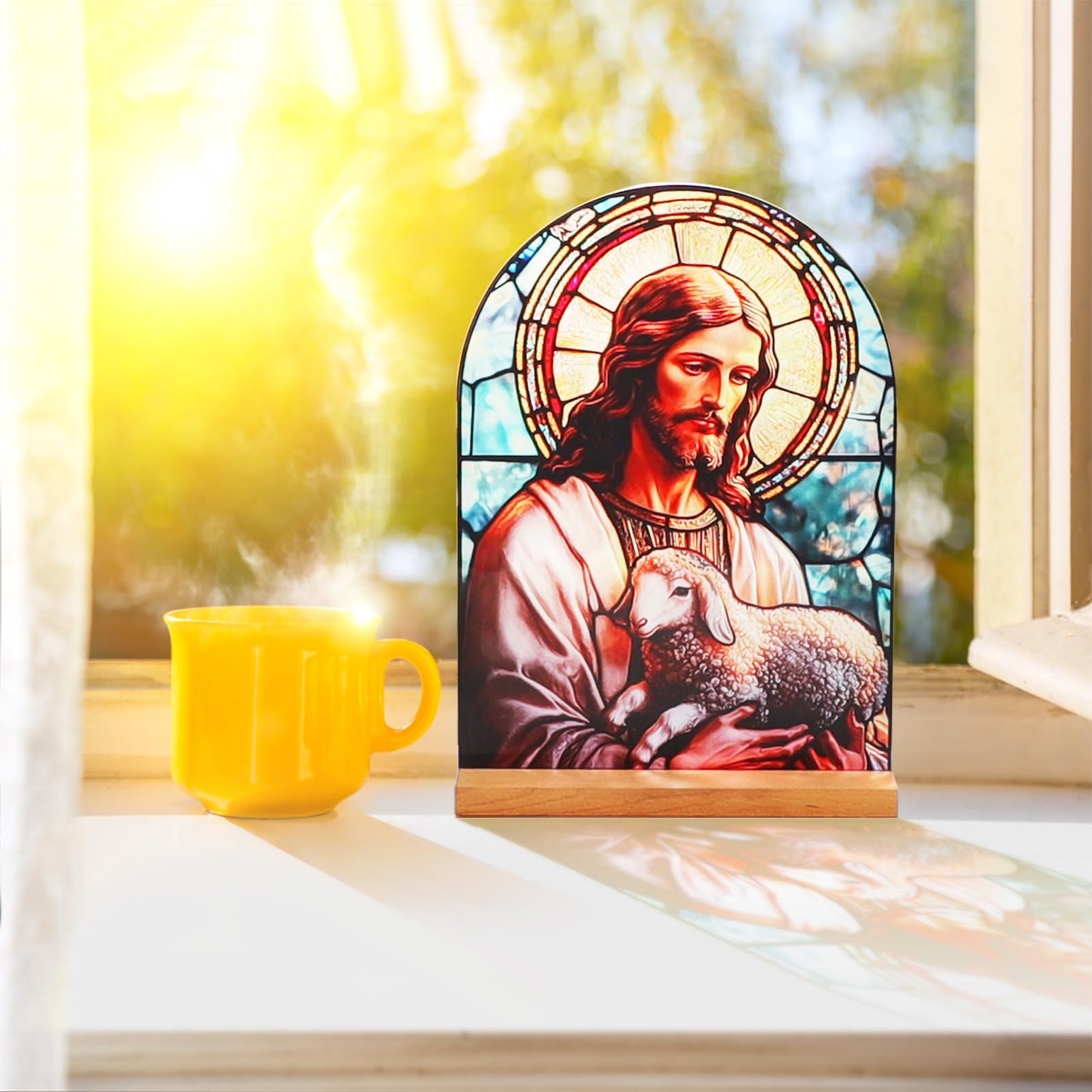 Icône Vierge Marie Christ Jésus Catholique Décoration de Table Acrylique Debout Maison Autel Cadeaux Chrétiens