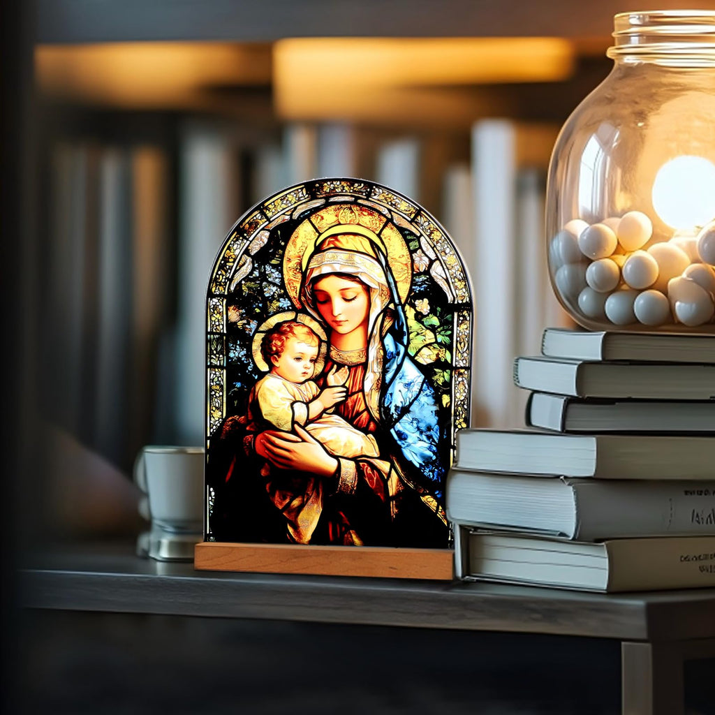 Icône Vierge Marie Christ Jésus Catholique Décoration de Table Acrylique Debout Maison Autel Cadeaux Chrétiens