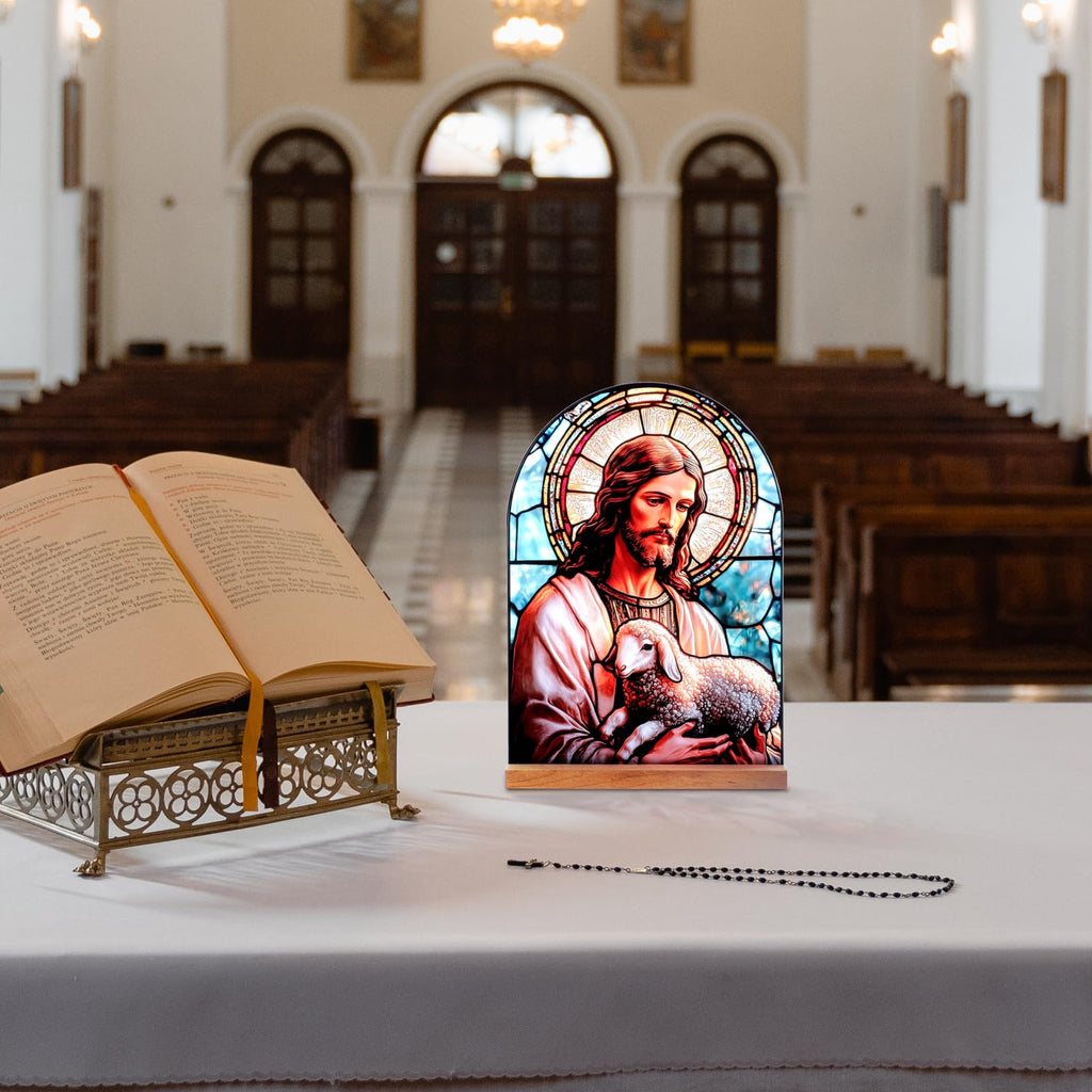 Icône Vierge Marie Christ Jésus Catholique Décoration de Table Acrylique Debout Maison Autel Cadeaux Chrétiens