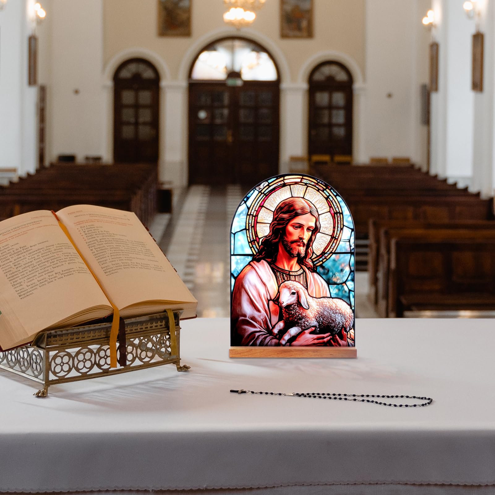 Icône Vierge Marie Christ Jésus Catholique Décoration de Table Acrylique Debout Maison Autel Cadeaux Chrétiens