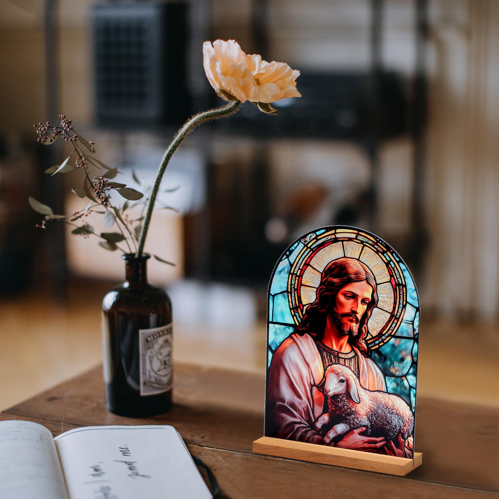 Icône Vierge Marie Christ Jésus Catholique Décoration de Table Acrylique Debout Maison Autel Cadeaux Chrétiens