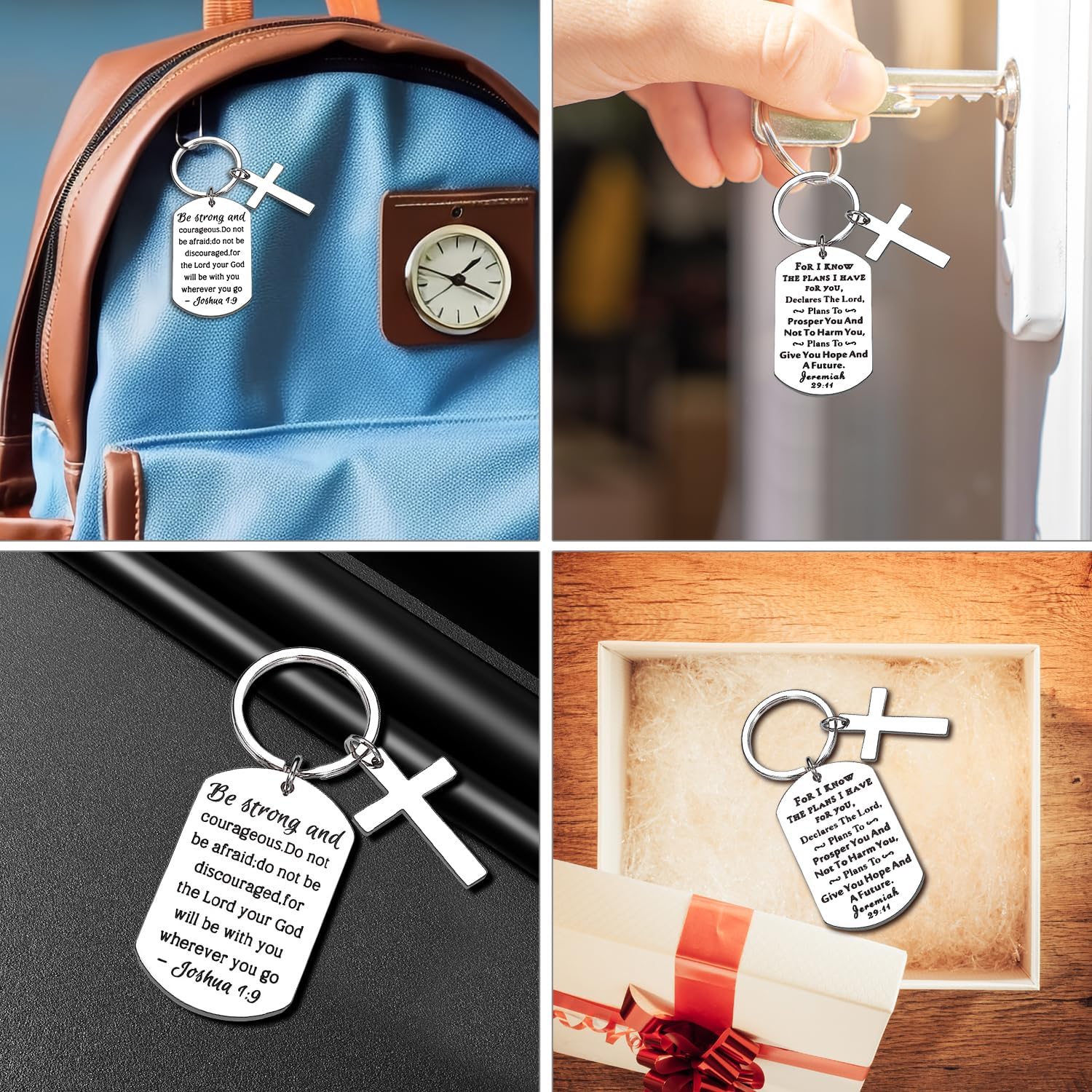 Lot de 2 Porte-clés Chrétiens – Versets Bibliques
