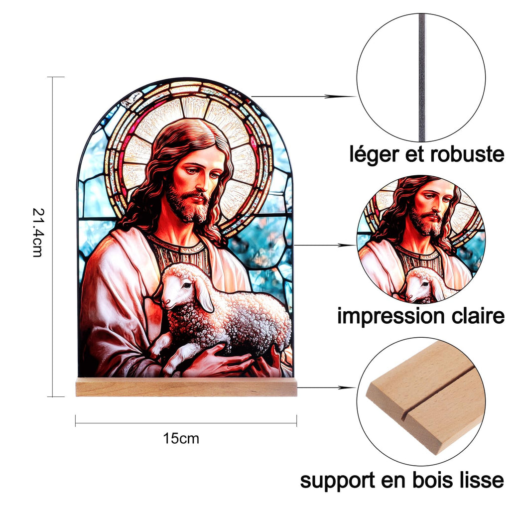 Icône Vierge Marie Christ Jésus Catholique Décoration de Table Acrylique Debout Maison Autel Cadeaux Chrétiens